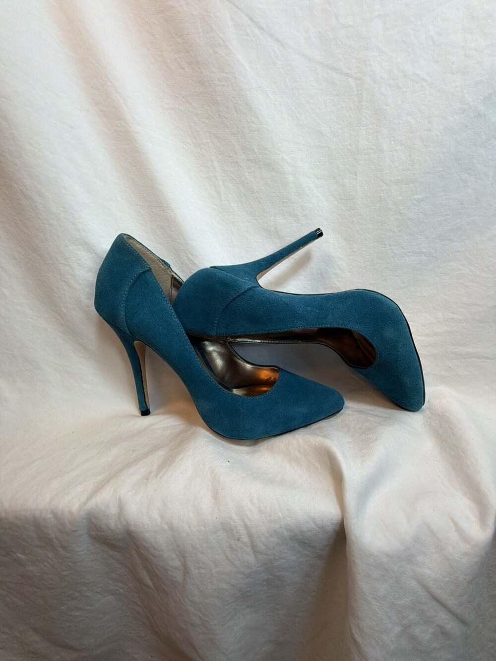 Unbranded Teal Suede Pointed Toe Stiletto Pumps